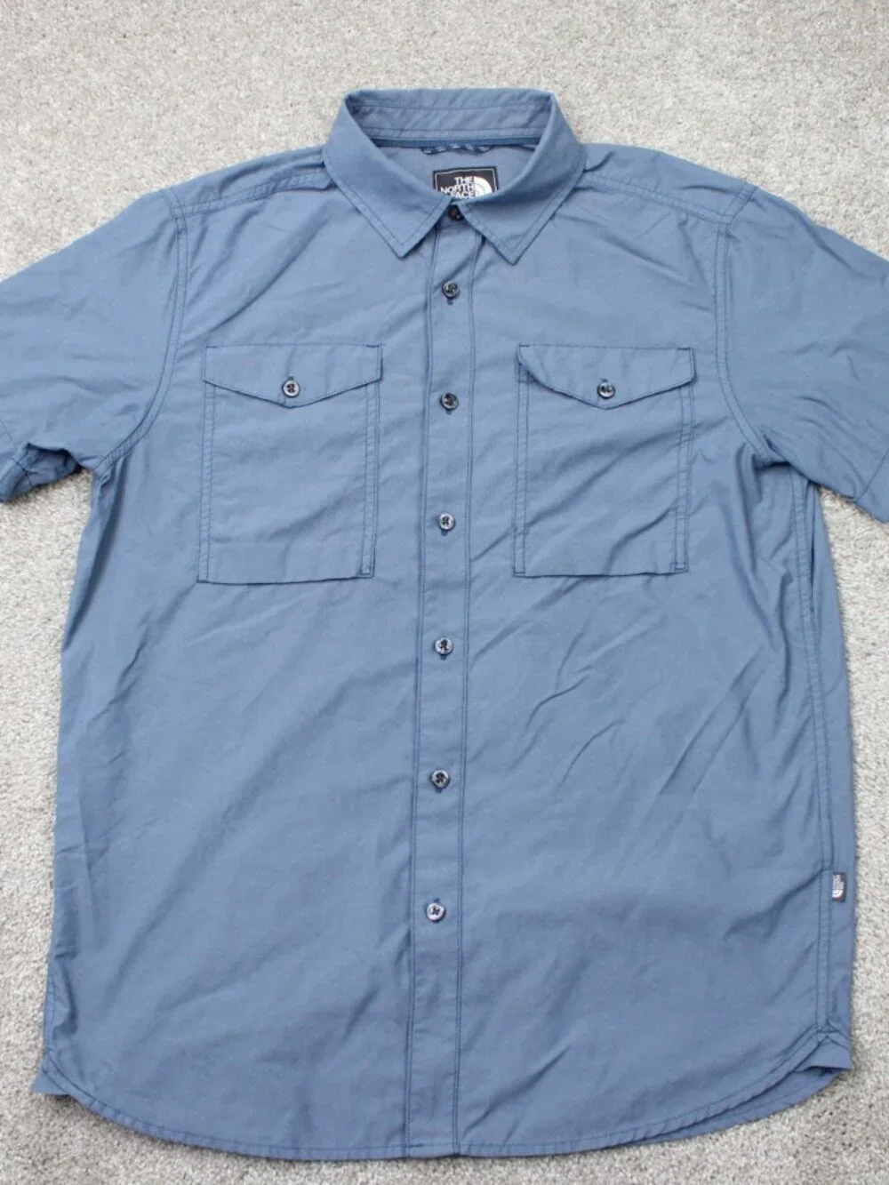 The North Face Shirt Men Medium Blue Monanock Utility Double Pocket Short Sleeve